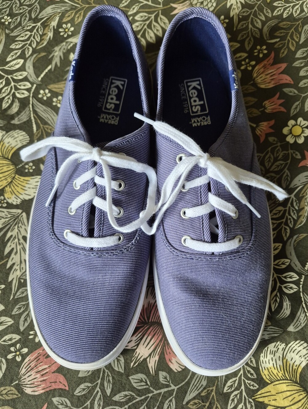 Keds Navy And Denim Blue Striped  Runners, Size 9